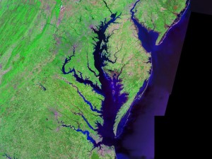 Landsat image of Chesapeake Bay via Creative Commons